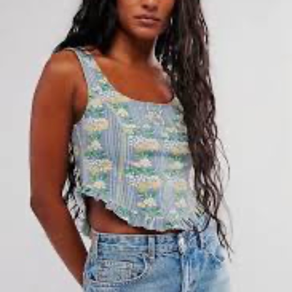Free People Tops - Free People Melanie Tank Top, Dusty Combo, Blue Floral, XL, NWT